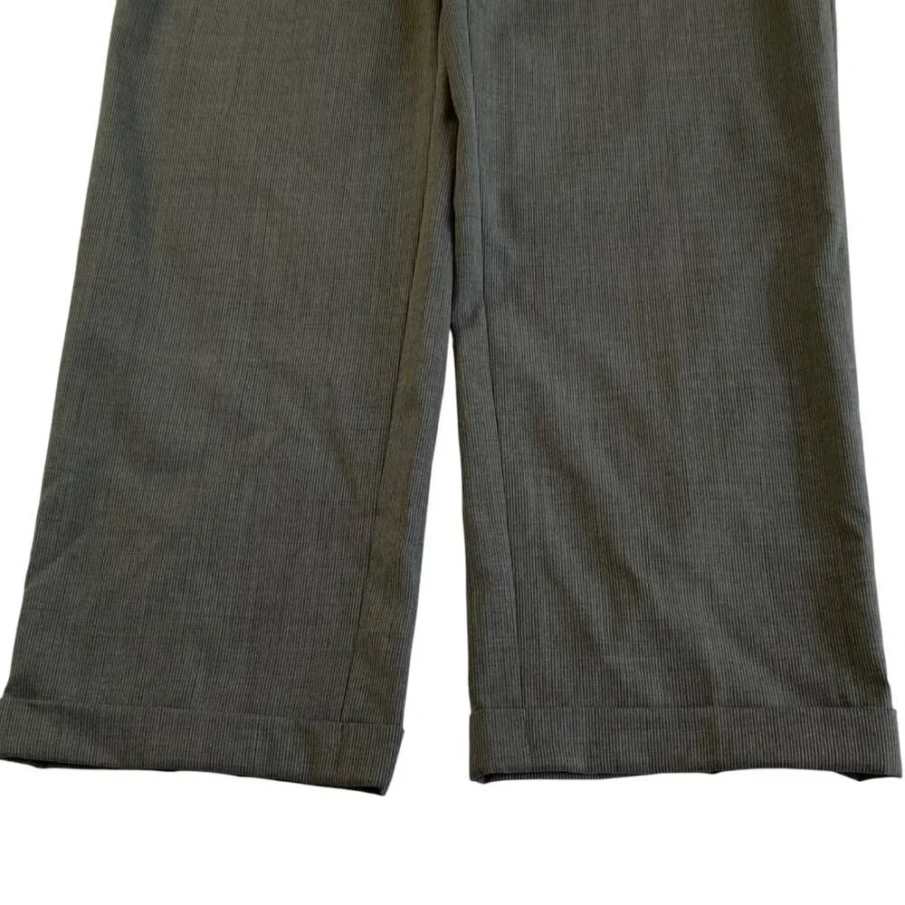 Banana Republic Modern Fit Pants Mens 33 Wool Blend Flat Front Cuffs Gray Stripe